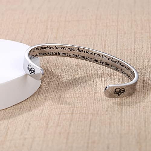 TONY & SANDY Inspirational Bracelets for Women Teen Girls Personalized Gifts for Daughter Granddaughter Mom Sister Friends Stainless Steel Engraved Cuff Birthday Easter Christmas - Image 2