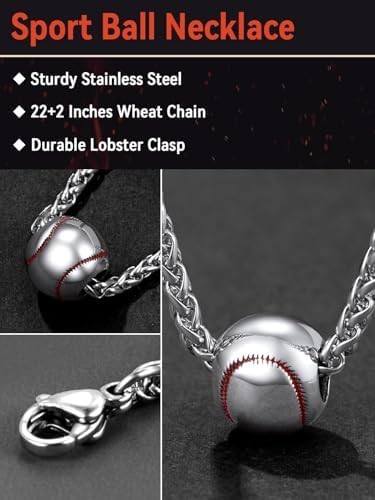FaithHeart Sports Necklace for Men Women, Stainless Steel Gold Plated 3D Football/Soccer/Basketball/Volleyball Pendant Jewelry with Delicate Gift Packaging - Image 5