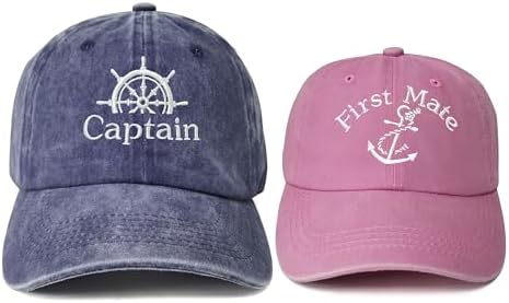 Embroidered Captain & First Mate Baseball Caps Set for Men Women by Enodtter