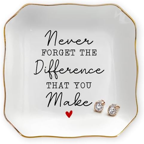 OASSIE Thank You Gifts for Women - 4"x4" Jewelry Dish Tray, Retirement Gift by Oassie