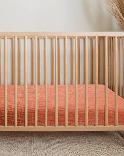 Muslin Bassinet Sheets 1 Pack, 33" x 17", (Brick) - Image 4