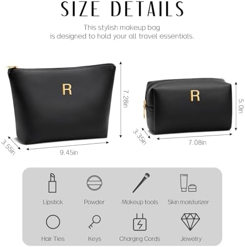 Gifts for Women Girls Personalized Initial Travel Makeup Bag - Image 4