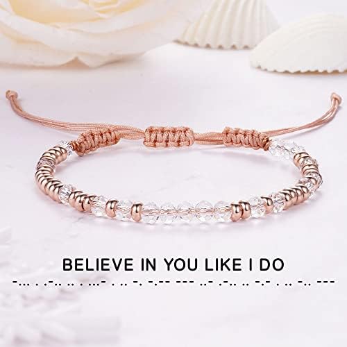 Morse Code Bracelets for Women Mothers Day Gifts 2026 Graduation Gifts Mom Birthday Gift Pink Braided Bracelets Teen Trendy Stuff Inspirational Best Friend Birthday Gifts for Daughter Girlfriend Christmas Stocking Stuffers Jewelry - Image 5