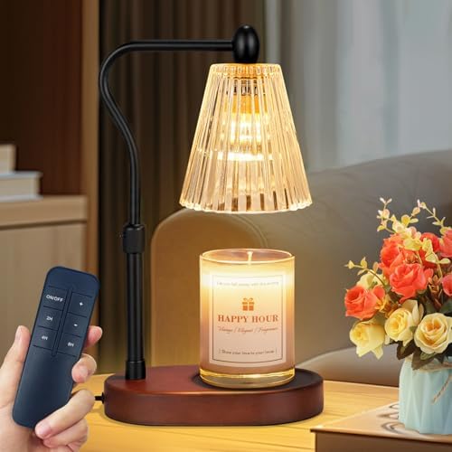 Imenlox Candle Warmer Lamp, with Remote Control, Timer & Dimmer, Adjustable Height, Christmas Birthday Mothers Day Gifts for Women Mom Her, House Warming New Home Thanksgiving Décor (Brown RC) by Imenlox