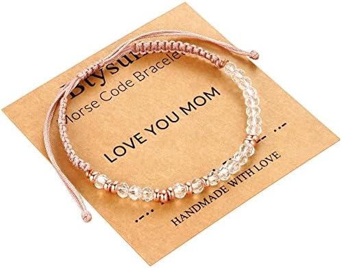 Morse Code Bracelets for Women Mothers Day Gifts 2026 Graduation Gifts Mom Birthday Gift Pink Braided Bracelets Teen Trendy Stuff Inspirational Best Friend Birthday Gifts for Daughter Girlfriend Christmas Stocking Stuffers Jewelry by BTYSUN