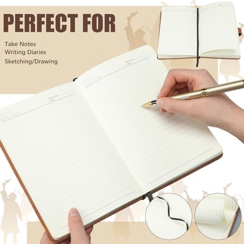 Christmas 2026 Congrats Grad Birthday Gift Brown Leather Notebook with Pen - Image 4
