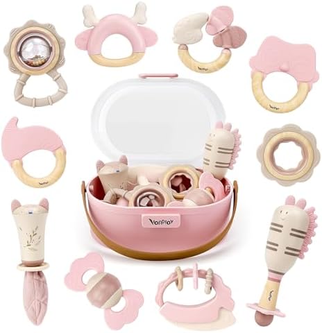 Baby Toys 0-6 Months, Baby Rattles, Teething Toys 3-6 Months, Girl Gift Set by Vanplay