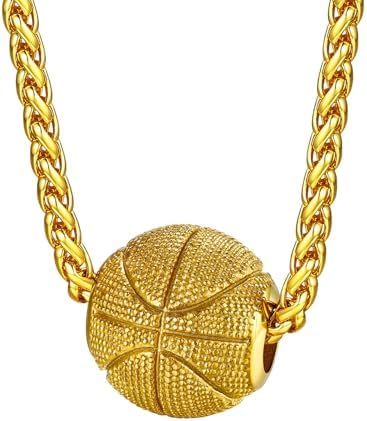 FaithHeart Sports Necklace for Men Women, Stainless Steel Gold Plated 3D Football/Soccer/Basketball/Volleyball Pendant Jewelry with Delicate Gift Packaging by FaithHeart