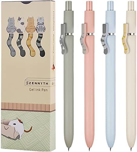 UIXJODO Cat Pens, 8 Pcs 0.5mm Cute Kawaii Black Ink Fine Point Smooth Writing, High-End Series Cat's Tail Retractable for Journaling Note Taking - Image 2