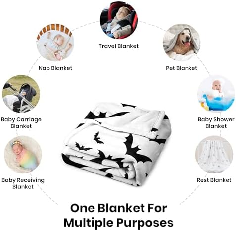 Halloween Bat Throw Blanket Super Soft Warm Bed Blankets for Couch Bedroom Sofa Office Car, All Season Cozy Flannel Fuzzy Blanket for Girls Boys Adults, 30"X40" - Image 5