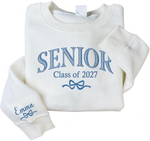 Love Signal Custom Embroidered Senior 2027 Sweatshirt, Personalized Class of 2027 Sweatshirt, Graduation Hoodie for Him Her by LoveSignal