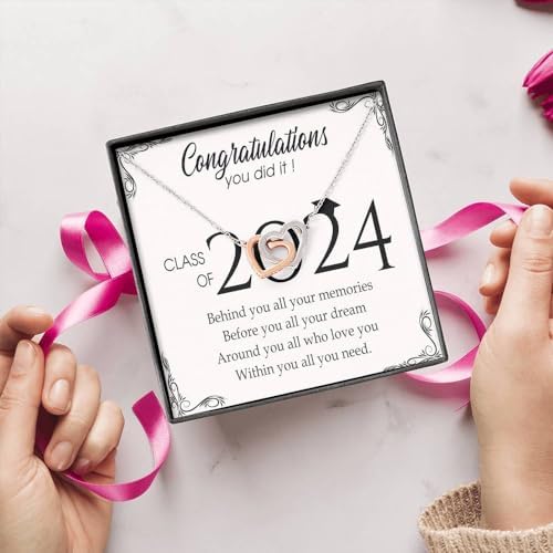 VIRAGIL 2023 Graduation Gifts for Her, Class of 2024 Love Knot Sterling Silver Pendant Necklace Senior College Graduation Jewelry Gifts for Girl Daughter - Image 2