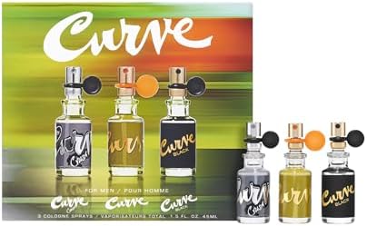 Curve Cologne 3-Piece Spray Coffret Gift Set for Men, 0.5 fl oz by Curve