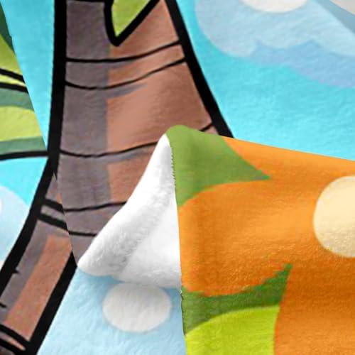 Erosebridal Dragon Flannel Blanket 40x50 Inch Sea Surf Fleece Blanket Coconut Trees Summer Birds Fuzzy Plush Throw Sunglasses Watermelon Ice Cream Living Room Decor - Image 3