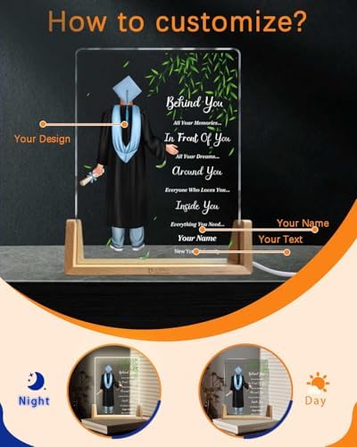 Personalized Name Graduation Gifts Custom Night Light LED Table Lamp Portrait Creator for Him 2026 University High School Keepsake(Boy D) - Image 2