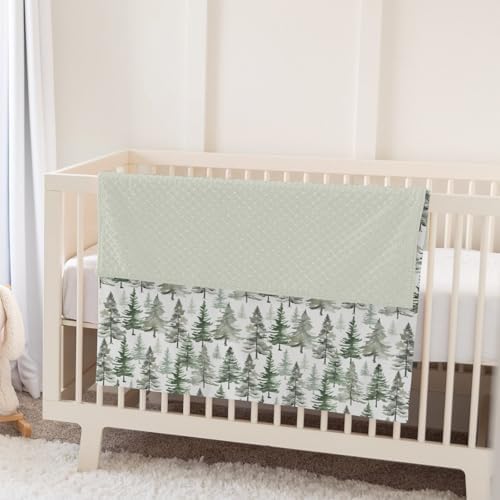 Vintage Green Pine Trees Baby Blankets for Girl Boy Soft Mink Dotted Backing Double Layer Gender Neutral Trees Swaddle Receiving Blanket Toddler Winter Christmas Pines Nursery Bed Blanket 30x40 - Image 5