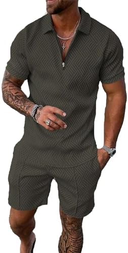 BIRW Men‘s Track Suits 2 Piece Summer Short Sets Outfits Fashion Polo Shirt Casual Short Sleeve and Shorts set by BIRW