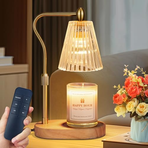 Imenlox Candle Warmer Lamp, with Remote Control, Timer & Dimmer, Adjustable Height, Christmas Birthday Mothers Day Gifts for Women Mom Her, House Warming New Home Thanksgiving Décor (Amber RC) by Imenlox