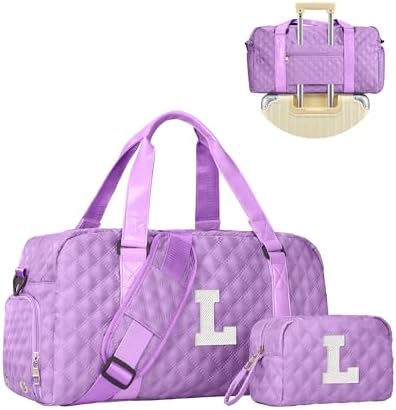 Initial Travel Gym Bag Women Girls Gift, Sweet 16 Gifts for Girls Kids by Elilier