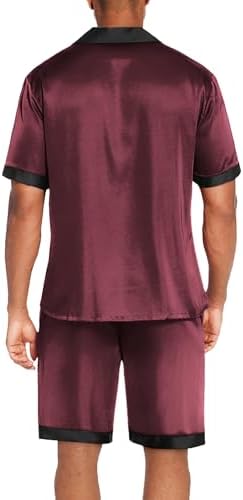Ekouaer Men Silk Pajamas Set 2 Pieces Satin Pj Button Down Loungewear Sets - Image 3