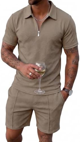 Men's Summer Outfits 2-Piece Polo Short Sets Shirt Sweatsuit - Image 7