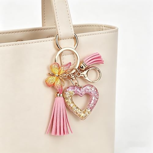 Initial Letter Keychain Cute Keychain Butterfly Sequins Alphabet Resin Name Tassel Keychain for Women's Gift - Image 3