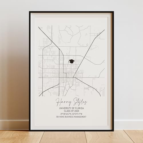 Customized College Map Graduation Gift, Personalized Grads Gifts For Her, High School, College, University Map Print For Son, Custom Grad Gift For Him Design 6 by VIRAGIL