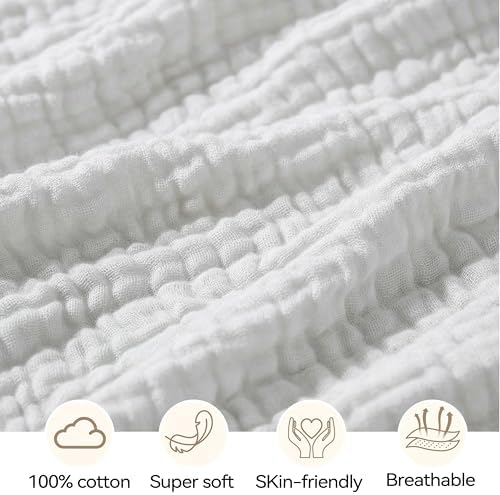 Muslin Bassinet Sheet Compatible with Halo BassiNest Swivel Sleeper - 100% Cotton Hourglass & Peanut Shape Mattress Pad Cover (30"x18"), Breathable & Soft, Boho (1 Pack White) - Image 4