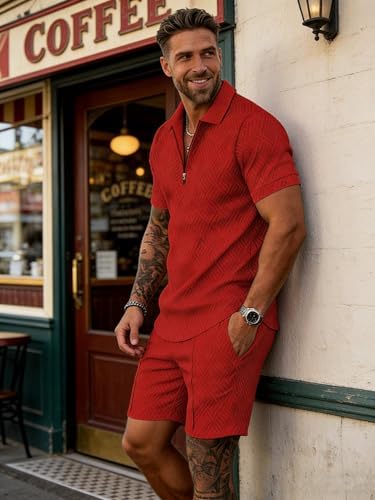 BIRW Men‘s Track Suits 2 Piece Summer Short Sets Outfits Fashion Polo Shirt Casual Short Sleeve and Shorts set - Image 4