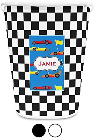 Personalized Checkers & Racecars Waste Basket - Single Sided (Black) - Image 4