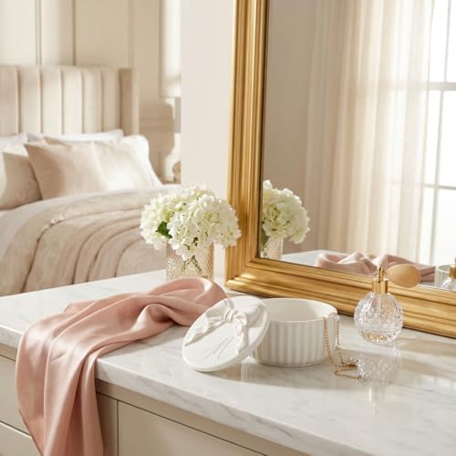 COLLECTIVE HOME Ceramic Jewelry Box with Bow, Nightstand Vanity Decor(M) - Image 2