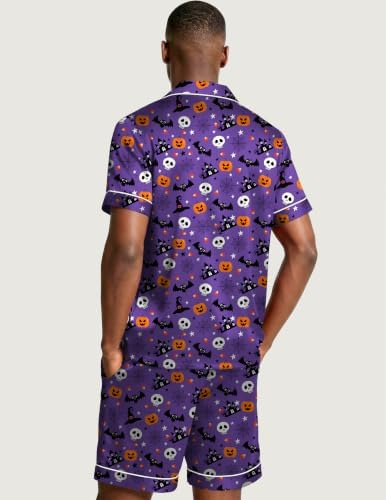 Ekouaer Mens Silk Satin Pajamas Set Short Sleeve Button Up Lounge Pjs Set - Image 6