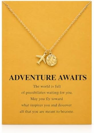 Zealmer Dainty 18K Gold Plated Compass World Map Pendant Necklace Graduation Gift for Friends by Zealmer-RefinedforDistinction