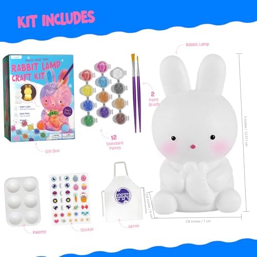Paint Your Own Bunny Lamp Kit, Crafts for Kids Ages 6-12, Gifts for Girls - Image 2