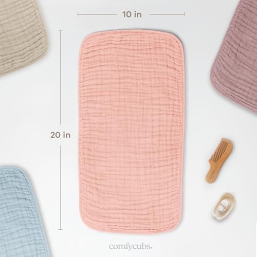 Comfy Cubs Muslin Burp Cloths 20x10" 10 Pack, Baby Burp Cloths - Bold Blush - Image 3