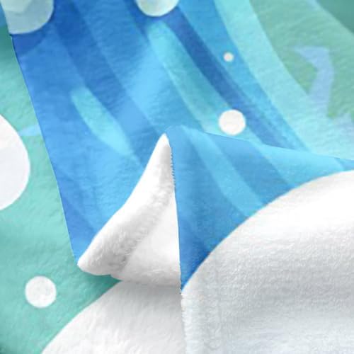 Erosebridal Crocodile Flannel Blanket Throw 50x60 Inch Swimming Ring Fleece Blanket Sunglasses Sunshine Foliage Fuzzy Plush Throw Birds Cloud Ocean Waves Living Room Decor - Image 3