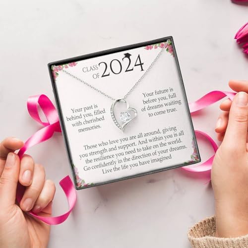 VIRAGIL 2023 Graduation Gifts for Her, Class of 2024 Love Knot Sterling Silver Pendant Necklace Senior College Graduation Jewelry Gifts for Girl Daughter - Image 2