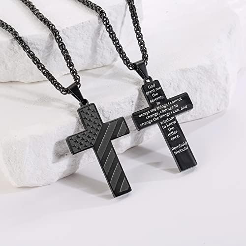 DuoDiner 18+2" Cross Necklace for Men Boys Christian Confirmation Gifts - Image 3
