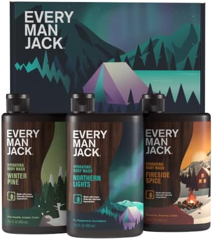 Every Man Jack Body Wash Gift Set for Men, Invigorating Winter Scents, 3pk by EveryManJack
