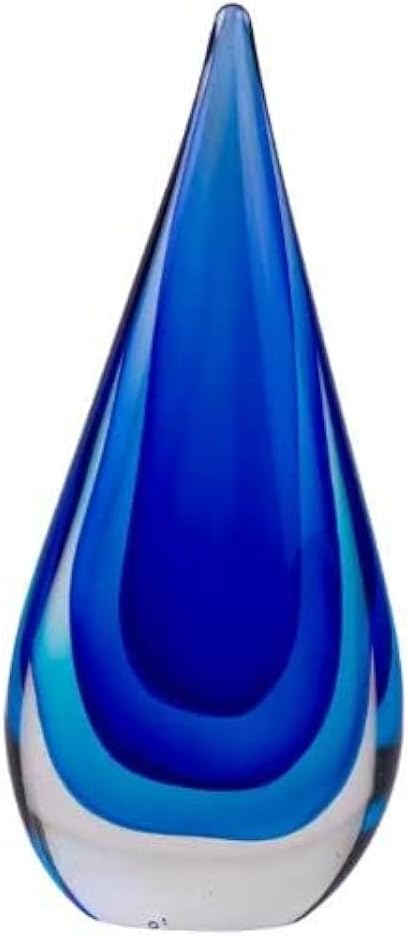 Yao Yuan Hand-Blown Glass Decor - Murano-Style Glass Statue and Figurine, Blue