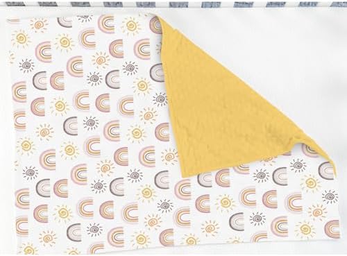 Boho Rainbow Sun Baby Blankets for Girl Boy Summer Sunshine Soft Mink Dotted Backing Double Layer Swaddle Receiving Blanket Rainbow Lovers Gift Bed Throws for Newborn Toddler Crib Stroller 30x40 - Image 3
