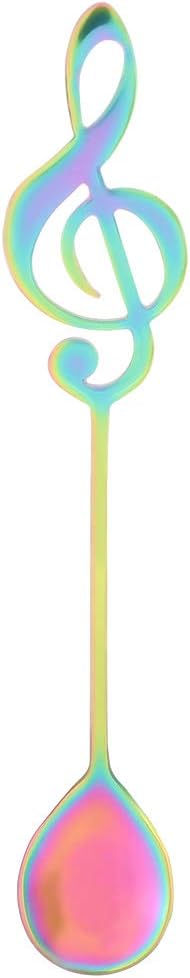 Stainless Steel Musical Note Spoon, 6 inch Colorful Coffee Stirring Spoons Creative Musical Theme Teaspoon Dessert Spoons Flatware for Coffee Stirring Drink Mixing Jam (Colorful)