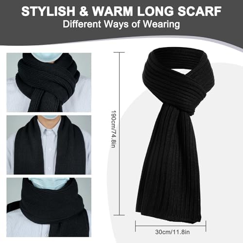 floconssy Men's Winter Hat Scarf Gloves Set of 3, Knit Thermal Combo Gifts - Image 4