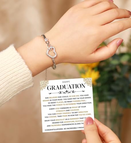 Class of 2026 Graduation Bracelet Gift for Her, Heart Infinity Bracelet, Inspirational Jewelry for Daughter Sister Best Friend, College High School Graduate Keepsake, Sterling Silver - Image 3