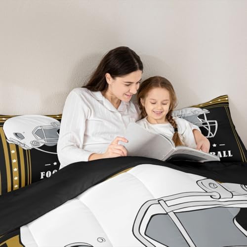 Erosebridal Football Bedding Comforters & Sets Boys Football Bedroom Decor, Gridiron Sports Game Comforter Set Football Lovers Ball Seasonal Bedding King Size, Black Brown - Image 5