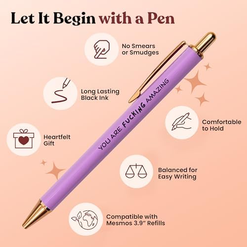 MESMOS Fucking Awesome Pen Set, Inappropriate Funny Gifts for Women and Friends. Fun and Motivational Office Pens for Coworkers, German-Made Ballpoint Ink - Image 2