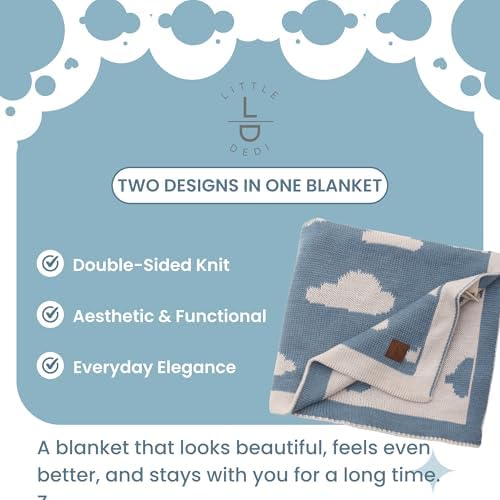 Baby Blanket 30x40 in, Cloud Smoke Blue – Soft Reversible Knit with Gift Bow, Oeko-Tex Certified, Breathable Swaddle & Receiving Blanket for Newborns, Crib & Stroller - Image 5