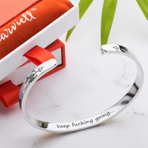 Carviell Bracelets for Women – 100+ Meaningful Engraved Messages – Solid 316L Surgical Stainless Steel Cuff Bracelet – Gift Ready - Image 4