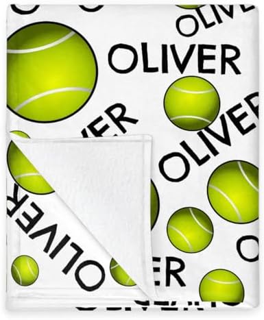 Personalized Baby Blankets for Girls Boys, Custom Baby Blanket with Name Swaddle Toddler Fleece Blanket Personalized Gift Tennis Black Text - Image 5