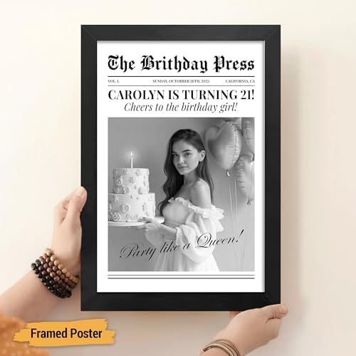 VICILO Personalized Birthday Newspaper Style Print Poster – Custom 21st or Any Age Photo Frame Wall Art, Birthday Canvas Décor and Gift for Him, Her, Friend or Family, Unique Keepsake for Celebration - Image 4